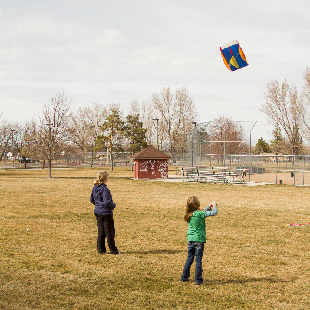 Image of Brooke flying my old parafoil kite